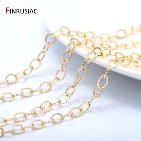 DIY Jewellery Chain Bulk 2020 New 14K Real Gold Plated Brass Round Cuban Chain For Jewellery Making