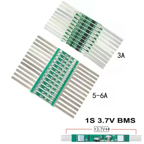 10PCS 1S 3.7V 3A/5-6A Li-ion BMS PCM Battery Protection Board PCM with Belt for 18650 Lithium Ion Li