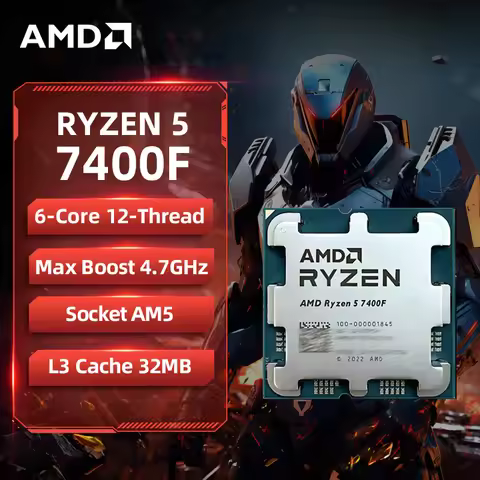 AMD Ryzen 5 7400F AMD R5 7400F CPU 6-Core 12-Thread 4.7GHz Unlocked Desktop Processor Socket AM5 Gam