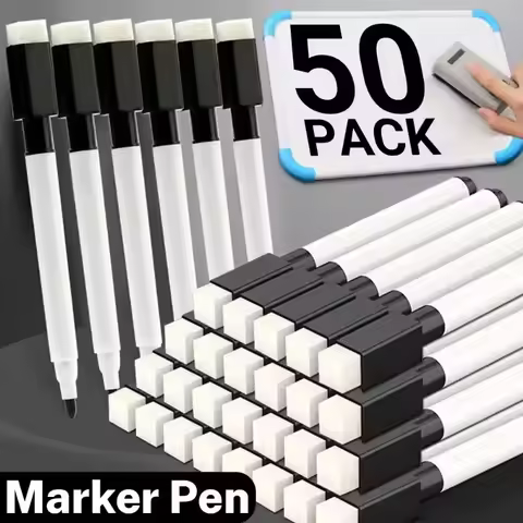 Whiteboard Marker Pen Dry Erase Markers with Eraser Cap for Office School Stationery Magnetic White 