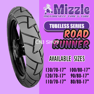 Mizzle Road Runner Tubeless Motorcycle Tire for Wet and Dry R17, 80/80, 90/80, 100/80, 110/70, 120/70, 130/70