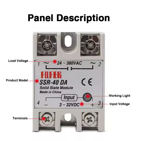 10A SSR 25A Solid State Relay 40A Output 3-32VDC 24-480VAC 220V Single Phase DC TO AC 40A Relay SSR 