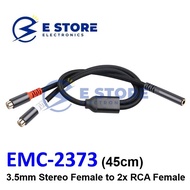 45cm Gold Plated Y Splitter 3.5mm Stereo Female to 2 RCA Female Cable - EMC-2373/45CM
