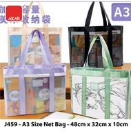 Beg Jaring / A3 Mesh Tote Bag | Beg Buku Sekolah A3 |  Beg Fail Dokumen Besar | Transparent Net Stor