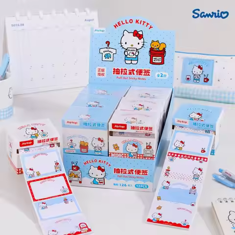 Genuine Sanrio Hello Kitty Sticky Notes Pull Out Memo Pad Kawaii Self Adhesive Note Paper Planner Of