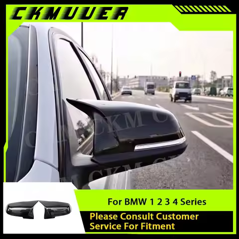 CKMUUER Carbon Fiber & ABS Rear View Mirror Cover Caps for BMW 1 2 3 4 Series M3 M4 look for F20 F30