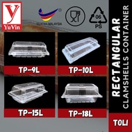 Ops Clamshell TP9L/TP10L/TP15L/TP18L/Clear Disposable Plastic Food Tray Box / Bekas Kuih TOLI