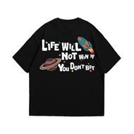 Men's Black T-Shirt Cotton Combed 24s Live Will Not Win If You Don't Bet