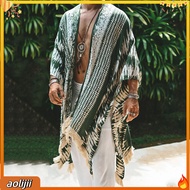 Men Casual Cape Fringed Cape Mens Irregular Print Beach Cloak with Fringe Edges Reversible Cape for 