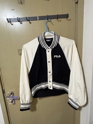 正版FILA拼色短版棒球外套 colour-blocked cropped varsity baseball jacket（有瑕疵）
