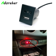 Black Car USB Input Adapter Mini Cable Socket Button Compatible for Ford Focus 2 mk2 2009 2010 2011