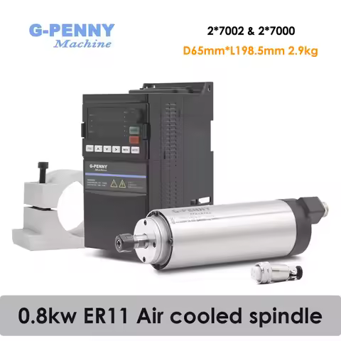 G-Penny CNC 800w ER11 Air Cooled Spindle Motor Kits D65 7002 & 7000 Bearings D65mm Precision 0.005 &