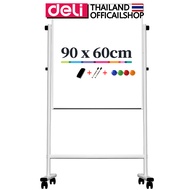 Deli กระดานไวท์บอร์ดขาตั้ง กระดานแม่เหล็ก กระดานไวท์บอร์ด 33621 90x60cm อุปกรณ์สำนักงาน Mobile White