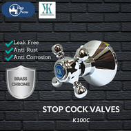 KK Stopcock Valve Brass Chrome Bathroom Kitchen Fixtures Plumbing 1/2 "K-100C