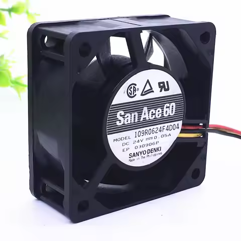SANYO DENKI 109R0624F4D04 DC 24V 0.05A 60x60x25mm 3-Wire Cooling Fan