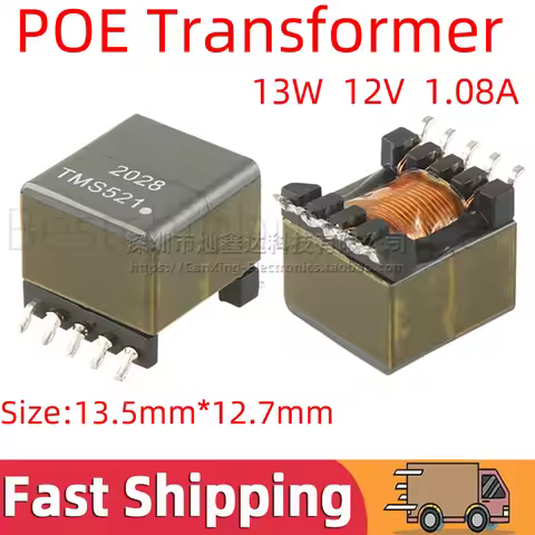 5pcs TMS521 SMT SMD EP13 Type POE Power Supply Transformer 13W 12V 1.08A Replace POE13P-12LD TSA021