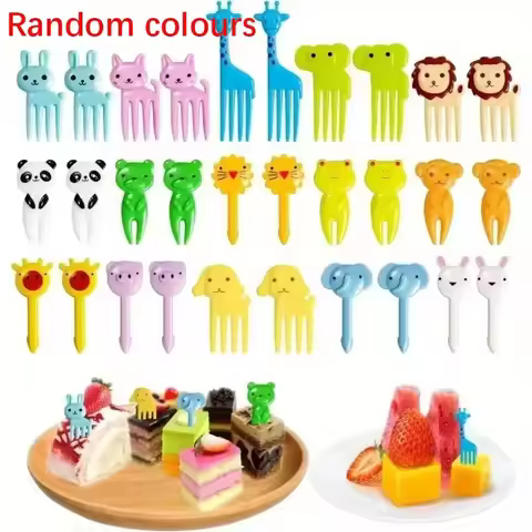 10/40/80Pcs Animal Food Forks, Reusable Cute And Funny Cartoon Animal Fruit Food Toothpicks, Fruit S