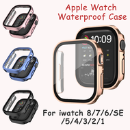 (ส่งจากกรุงเทพ) ใช้ได้กับ Apple Watch Series 8 7 6 5 4 3 2 1SE Watch Case 2 in 1 Tempered Glass Waterproof Screen Protector