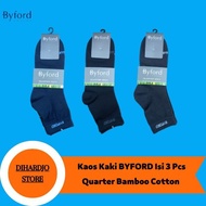 BYFORD Men's Antibacterial Quarter Socks, 3 Pieces Bamboo Fiber