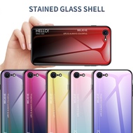 Hello Glass Case For iPhone SE3 SE2 iPhone 7 Plus 8 Plus iPhone 7 8 iPhone 6 Plus 6S Plus iPhone 6 6S iPhone 5 5S Phone Case Colorful Rainbow Gradient Tempered Glass Back Cover