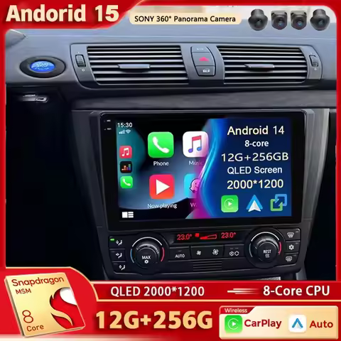 Android 15 For BMW 1-Series E88 E82 E81 E87 2004 - 2011 2K QLED Android Car Radio Multimedia Video P
