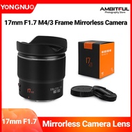 Yongnuo YN17mm F1.7M M4/3 Mount Wide-Angle Auto Focus Standard Prime Lens Mirrorless Camera Lens for