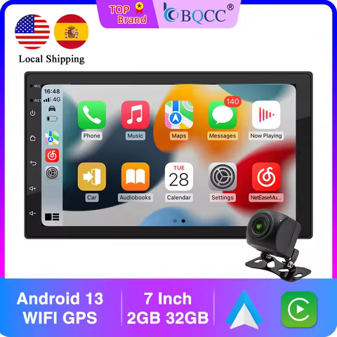 BQCC 7" Quad Core RAM ROM 2GB 32GB Android 13 ASP 16EQ WIFI GPS Navigation Car Radio Mirrorlink Carp