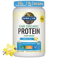 Organic Vegan Vanilla Protein Powder - Garden of Life – 22g Complete Plant Based Raw Protein & BCAAs