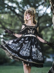 cktbds06kq26 Dark Gothic Lolita JSK Sling Original Genuine Childrens and Girls Princess Dress Castle