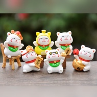 Mô Hình Mèo Lucky Mini Bộ 6 Trang Trí Tiểu Cảnh Decord Ô tô