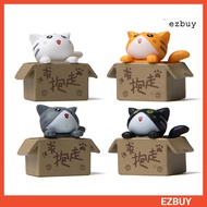 ezbuy Cat Figurines Exquisite Lovely Gardening Doll Solid Model Creative Micro Landscape Cardboard Box Cat Mini 3D Cartoon Animal Models Desktop Ornaments