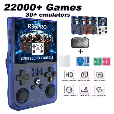 R36PRO Retro Handheld Game Console: 3.5-inch IPS screen, dual-joystick video player emulator, suppor