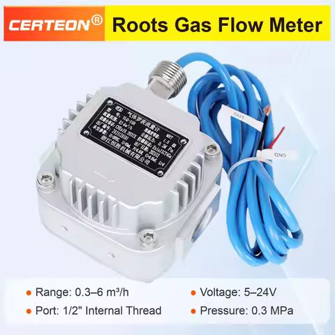 YLQ-15B 0.3-6 m3/h Gas Roots Flow Meter 1/2 Inch Thread 5-24V RS-485 Pulse Secondary Recovery Online