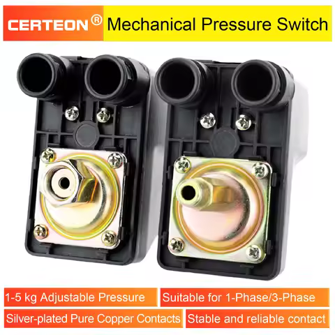 Mechanical Pressure Switch 1‑5KG Adjustable Water Pump Controller G3/8 G1/4 Thread Single/Three Phas