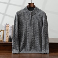 SINRANSINYA丨Áo len nam nam mới Cashmere nguyên chất áo len dày Áo len dệt kim công sở giản dị