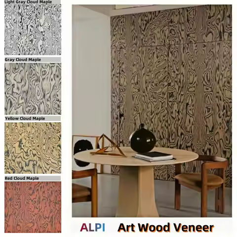 Technology ALPI Art Wood Veneer Sheets L:250*58cm T:0.3/0.5mm Abstract Pattern for Furniture Decor C