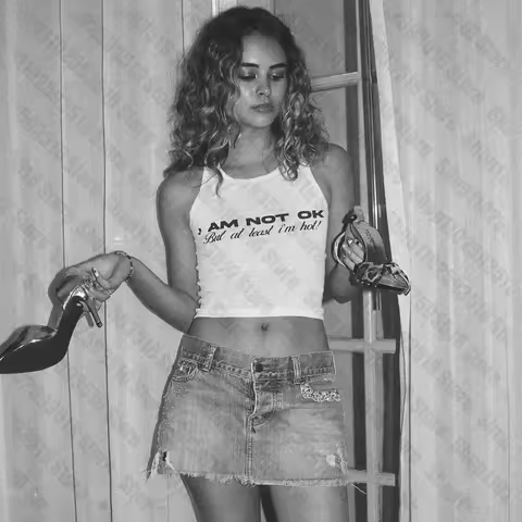 Crop Top Women Aesthetic Tops for Women Grunge Clothes Y2k 90s Vintage Clothes 2000s Tops With Suspe