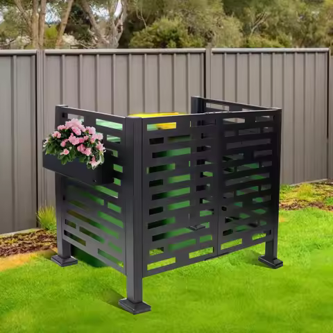 Air Conditioner Fence for Outdoor Units Metal Privacy Fence,Metal Privacy Screen with Planter Boxes,