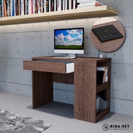 Rina Hey VOX-PLUS/100โต๊ะทำงานพร้อมที่ชาร์จUSB+ปลั๊กไฟ  - สี วอลนัท