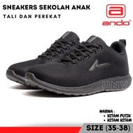 Sepatu Sekolah Anak Laki Perempuan SD SMP SMA Sneakers Ando Hitam Putih Polos Size 35-38