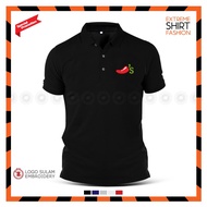 Polo T-Shirt Sulam Chilis Grill & Bar Fajitas Tex-Mex Fast Food Family Baju Lelaki Cotton Embroider 