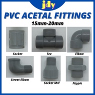 PVC Acetal Fitting PVC Connectors Socket Tee Elbow Nipple Socket Male/Female Street Elbow 15mm 20mm