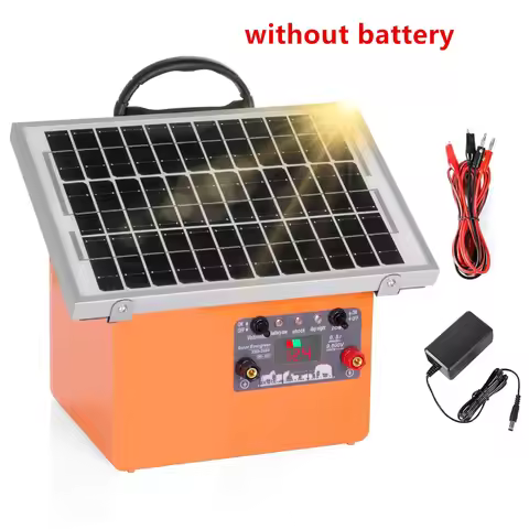 20 Miles Solar Electric Fence Charger 0.5J Energizer Controller for Livestock Prevent Predator Invas