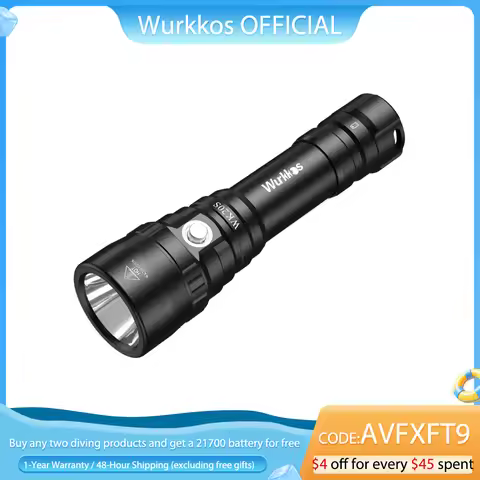 Wurkkos WK20S Powerful Diving Flashlight IPX8 Waterproof Scuba Dive Light Rechargeable Max 2000 Lume