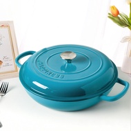 Cast Iron Enamel Dutch Oven, Versatile Braising Pot for Seafood & Stews, Gas & Induction Compatible