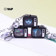 V&P Mini TV Keychain Horror Atmosphere Mini TV Keychain Pendant Simulation TV Pendant Bag Pendant