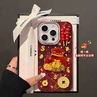 New Year 3D Gold Coin Lucky Bag Phone Case For OPPO Reno 13F 12F 11F 12 11 10 8 7 6 5 13 Pro Reno 5 