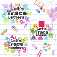 KIDS WORKSHEETS (AGE 3-5) PDF FORMAT (ABC, 123, SHAPES - 30 pages) BY M&M