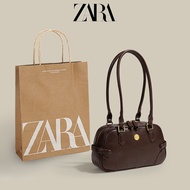 Zaraสเก็ตกระเป๋าผู้หญิงกระเป๋าเอกสารคอขาว2024กระเป๋าแบบหนีบแขนย้อนยุคฝรั่งเศสให้ความรู้สึกไฮเอนด์