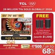 NEW | TCL C8K Premium QD-Mini LED 4k TV | 65 75 85 98 inch | HDR 4500 nits | 144 Hz VRR | 3840 Zones